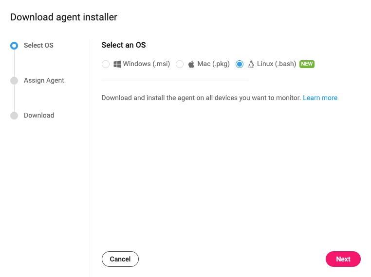 Download agent >  Select OS > Linux - EN.jpg