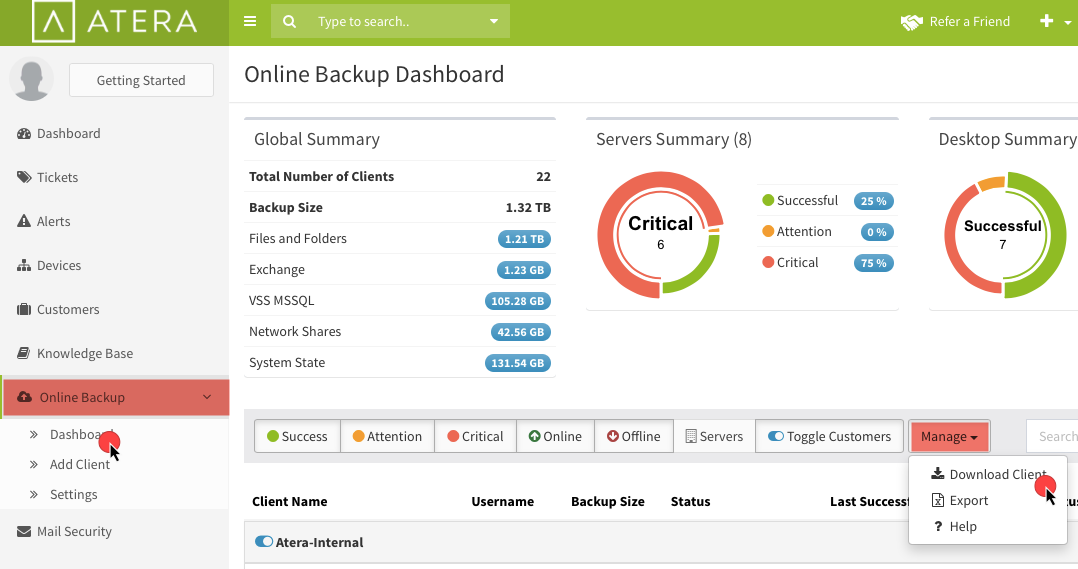 atera online backup