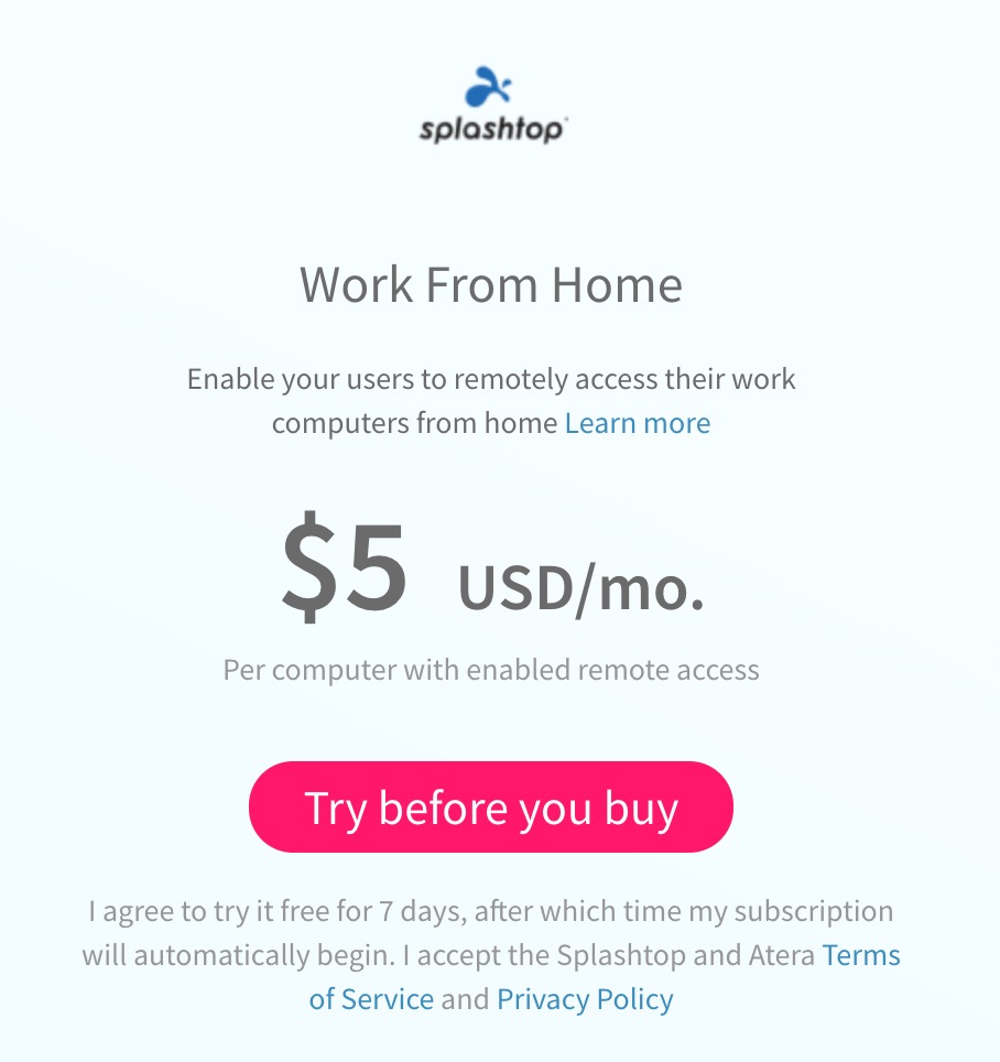 Work from Home' remote access – Atera Support