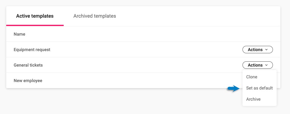 admin > ticketing > forms > actions > set as default - ITD.jpeg