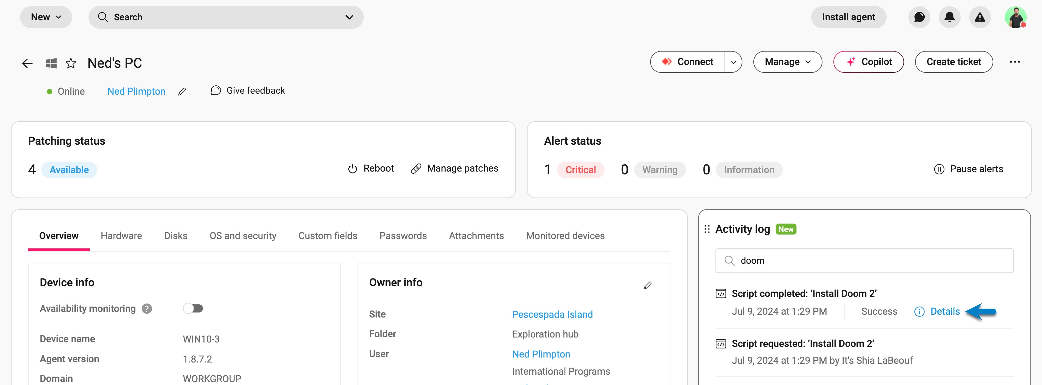 Agent activity log - see execution summary.jpeg