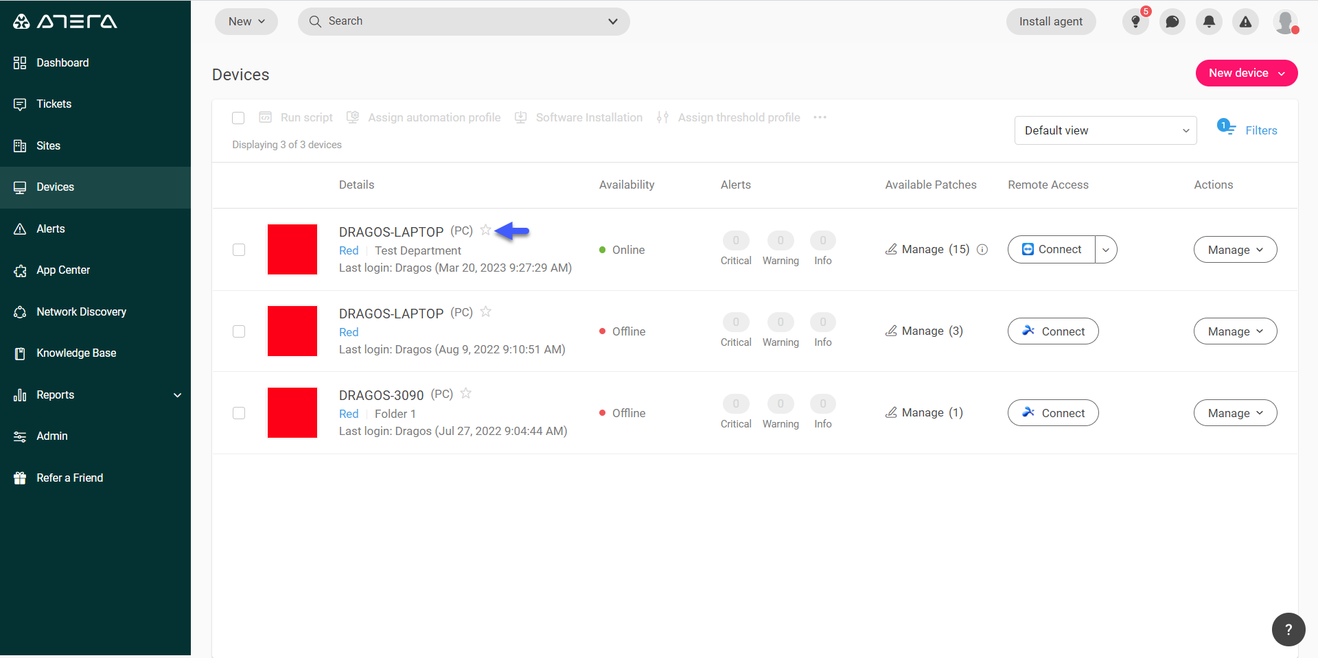 Modify agent and device name – Atera Support