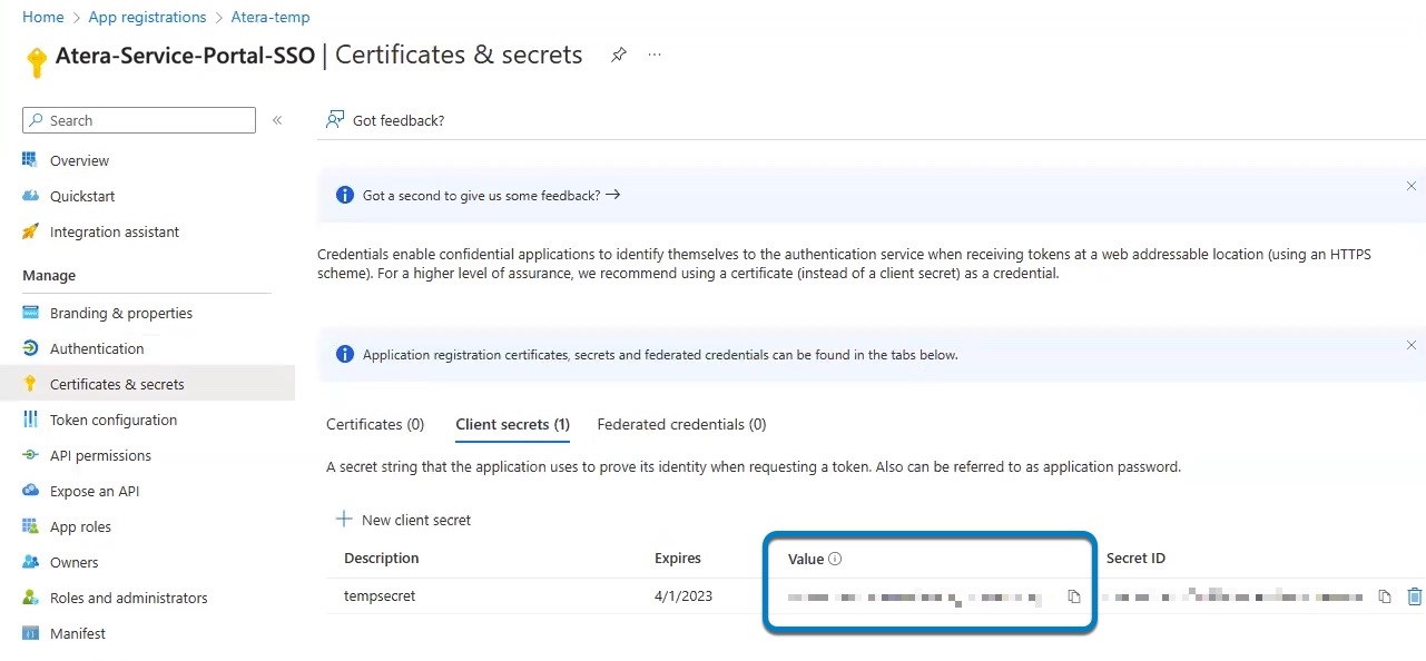 Secret client créé.jpeg