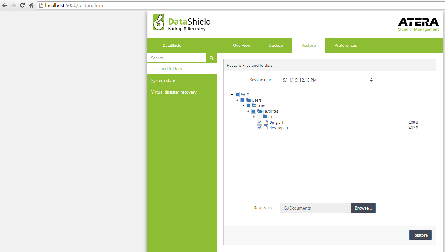 Online Backup Restore