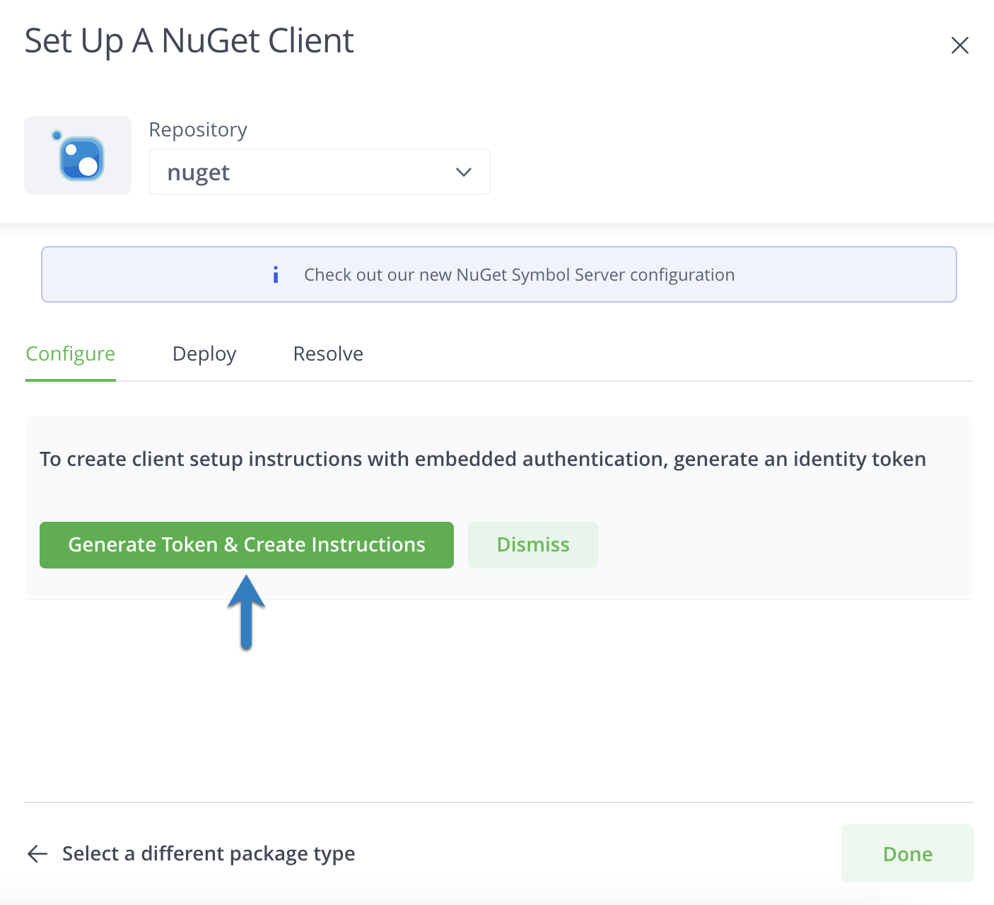 3. Impostare il client NuGet.png