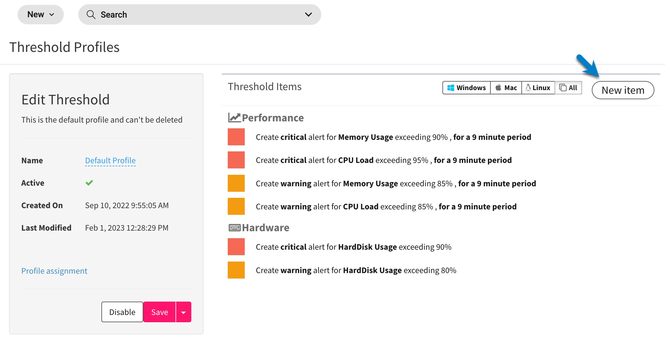 Threshold profile page > Click New item - EN.jpg