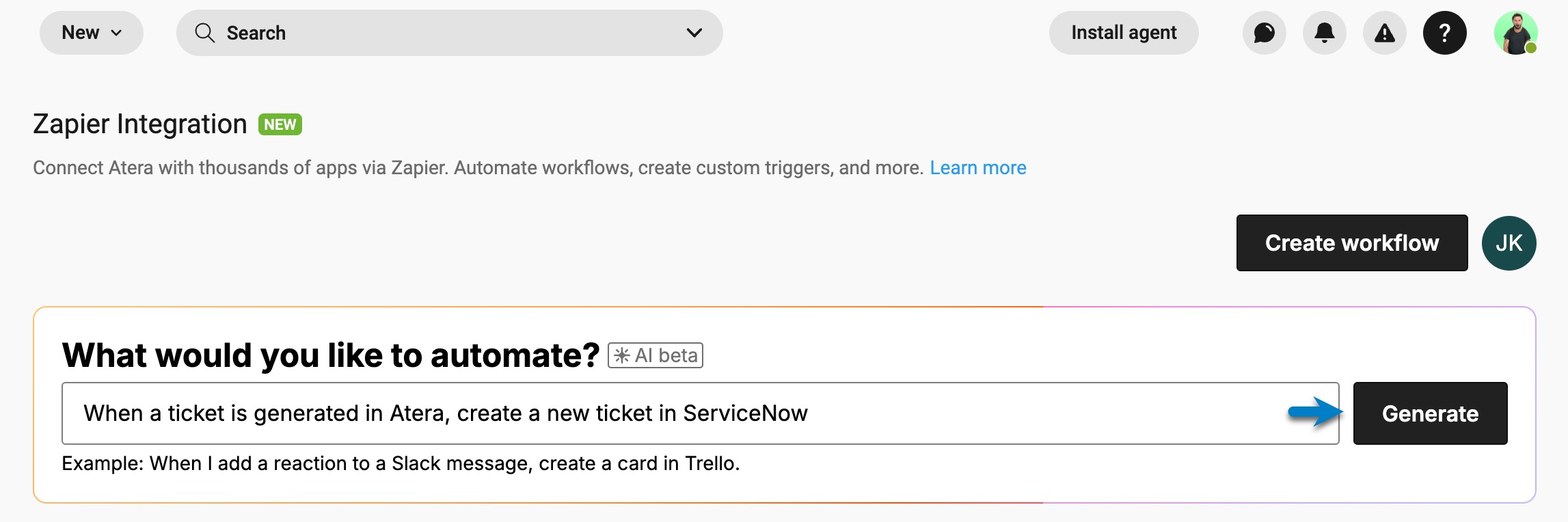 Zapier integration page > Create workflow.jpg