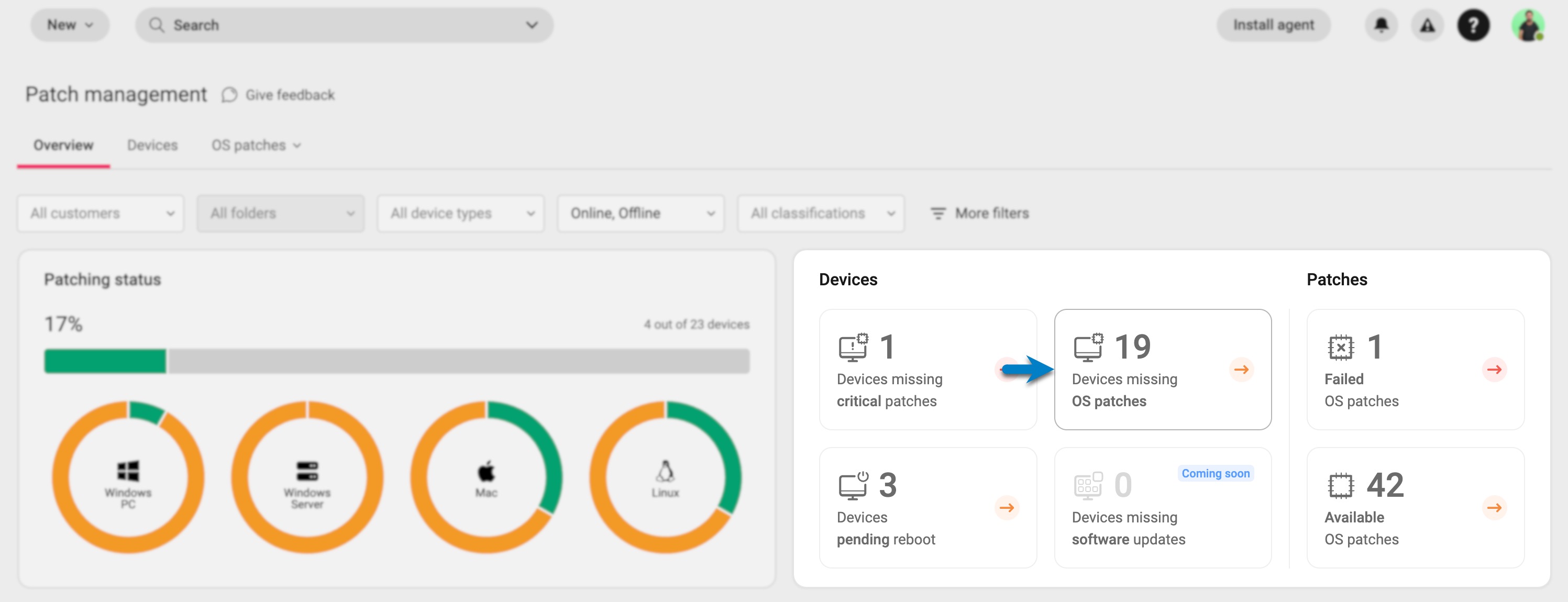 Overview tab > Action Center > Devices missing OS patches.jpg