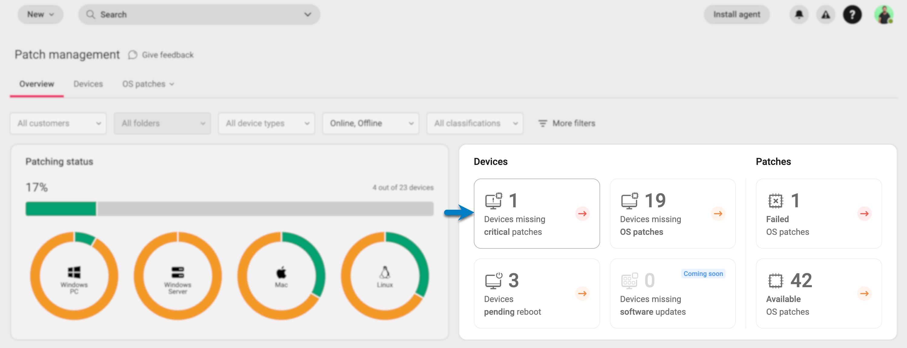 Overview tab > Action Center > Devices missing critical patches.jpg