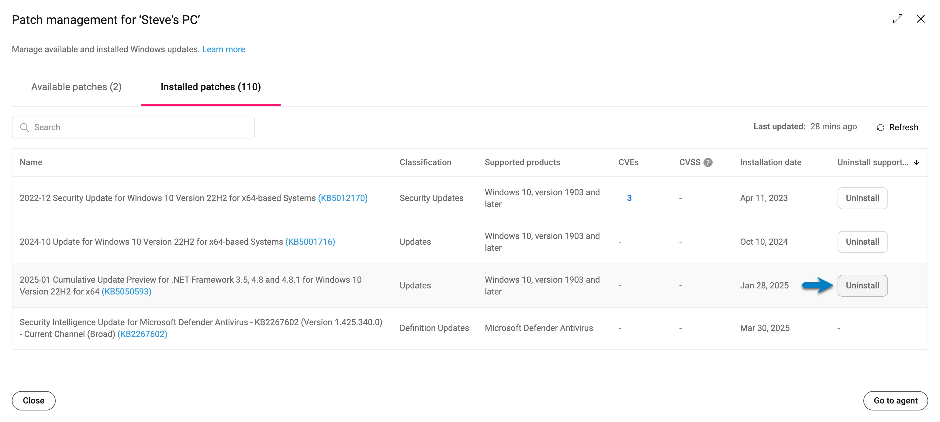 Patch management window > Uninstall.jpg