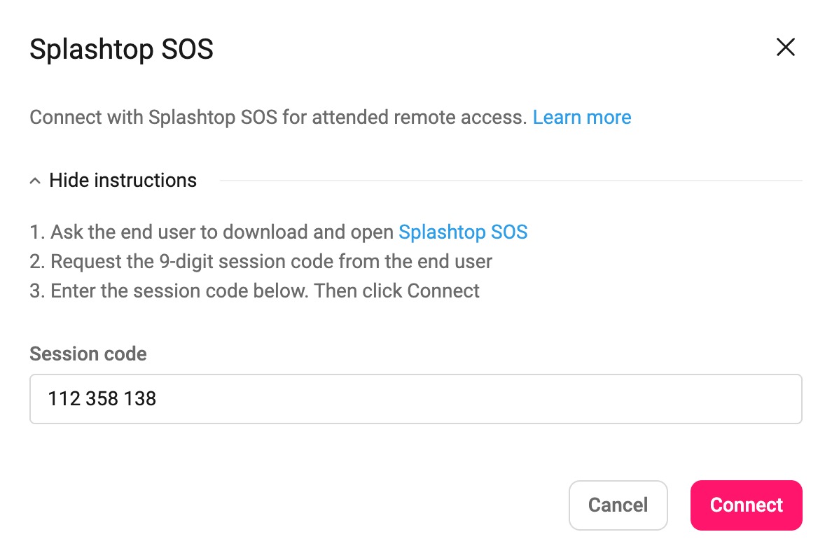 Splashtop SOS window > Enter session code.jpg