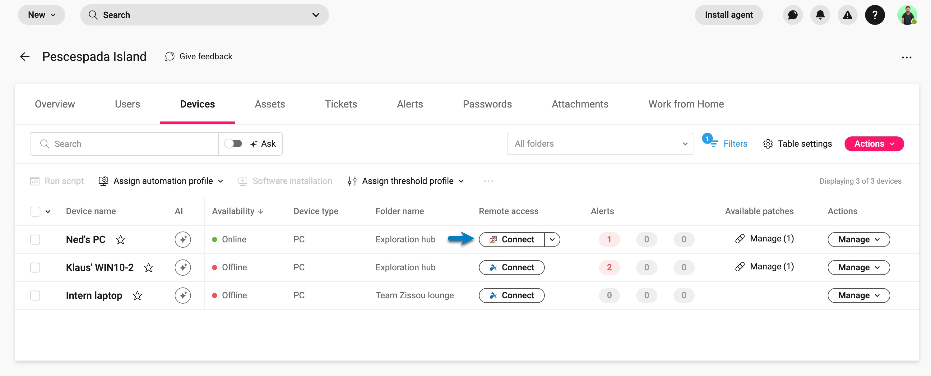 Site page > Devices tab > Click ScreenConnect .jpg