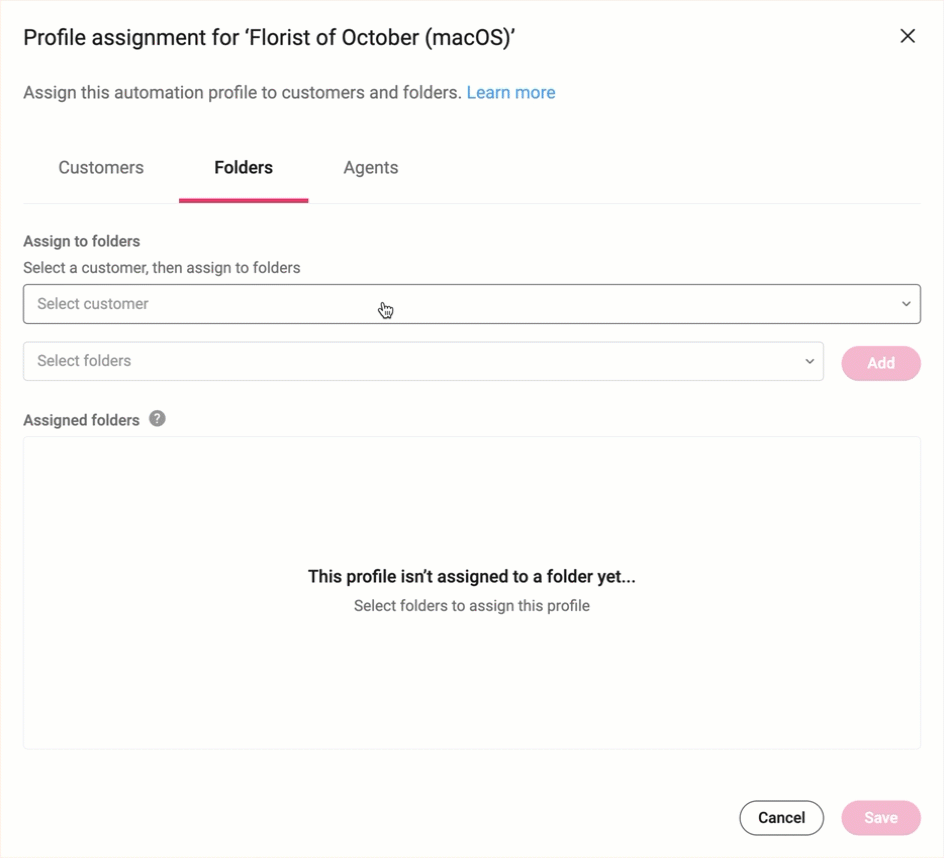 Assign automation profile to folder - MSP.gif