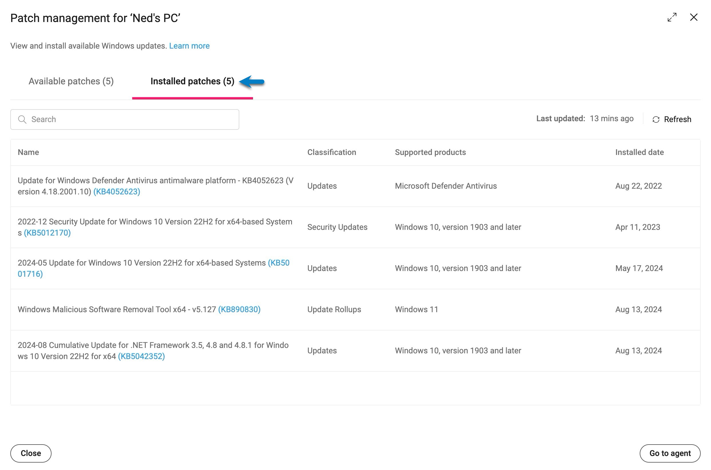 Patch MGMT window > Installed patches tab - EN.jpg