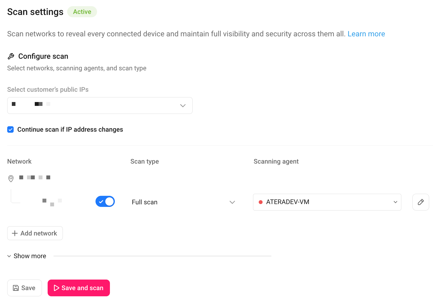 Customer:Site Scan > Scan settings > Save:Save and scan buttons.png