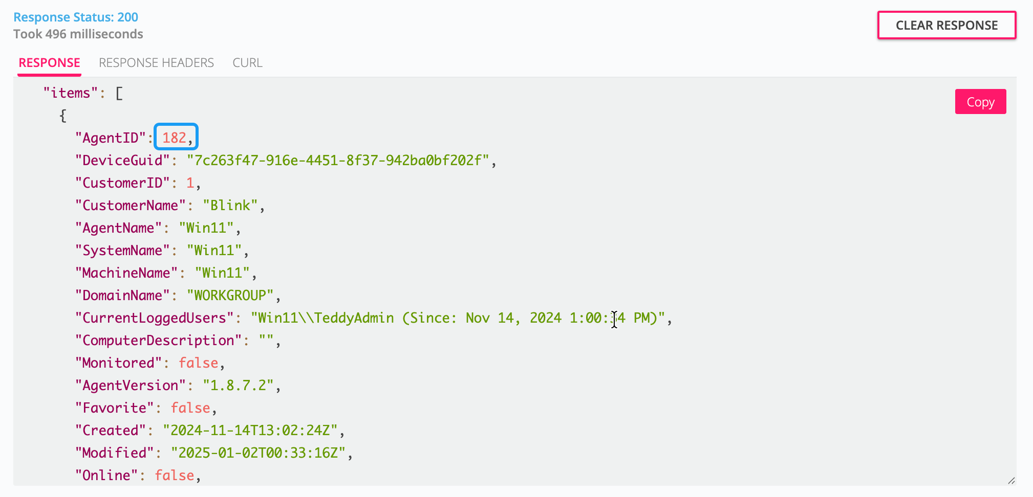 API > API doc page > Get agents for specified machine > Response tab.png