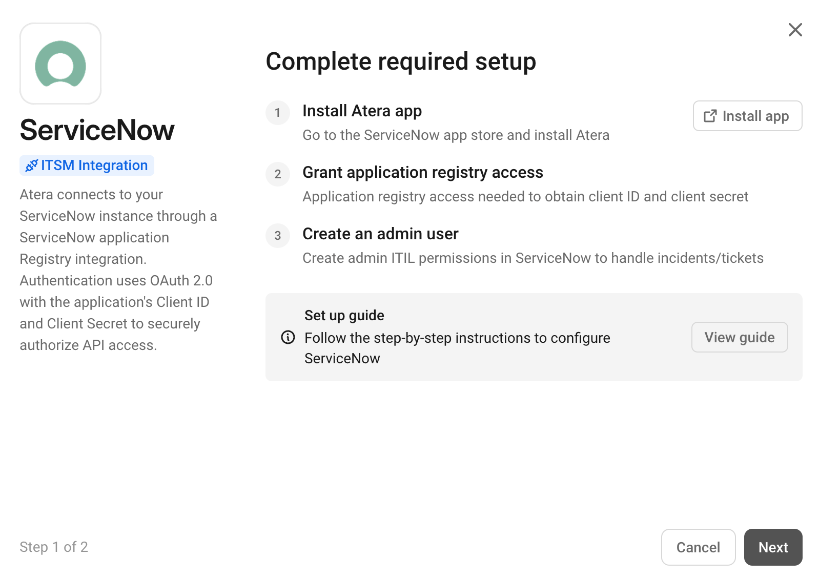 Integrations > ServiceNow > Connect window #1.png