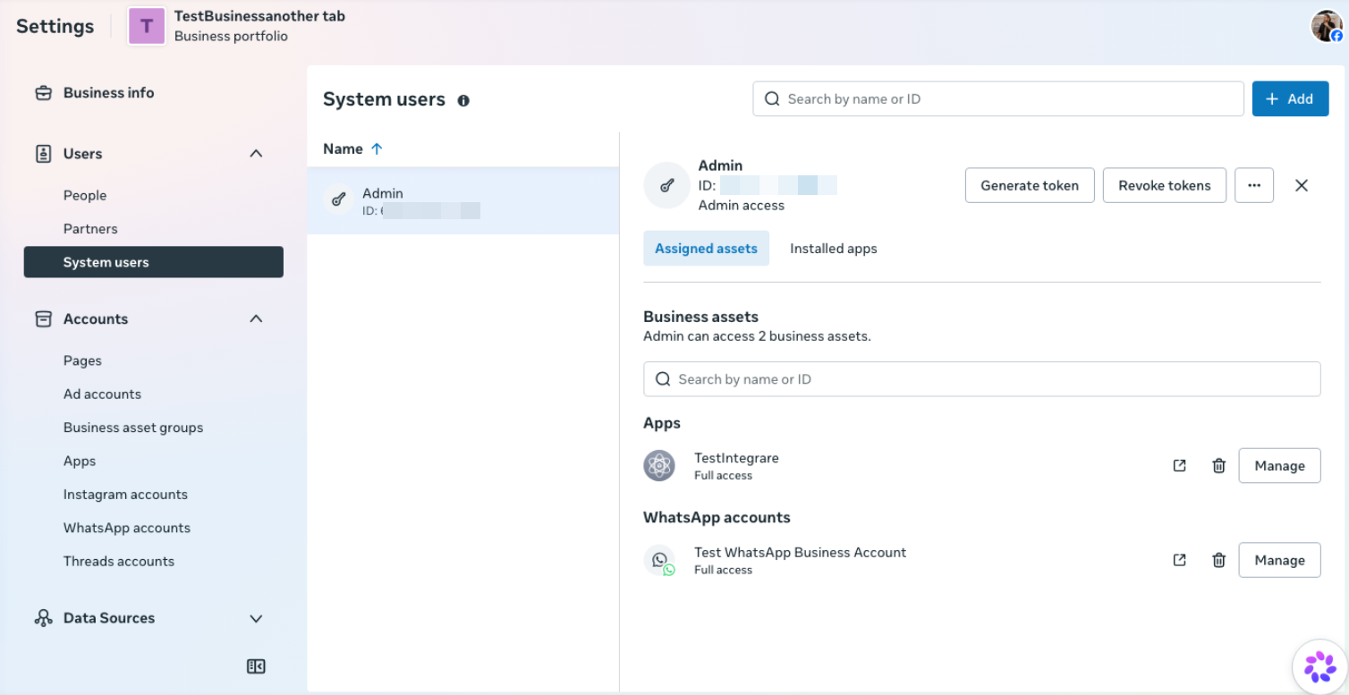 Settings > Users > System Users > select your Admin user > Generate token. This token is the Access token field in Atera.