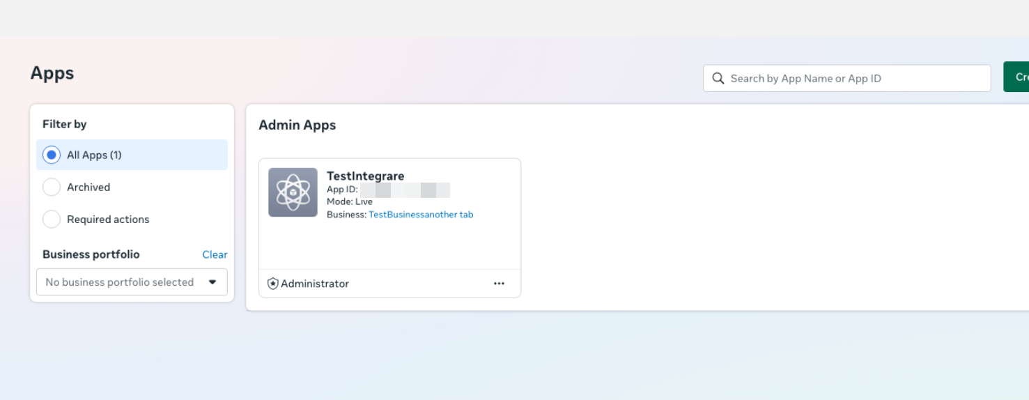 developers.facebook.com/apps - the App ID shown under your app is the Meta app ID.