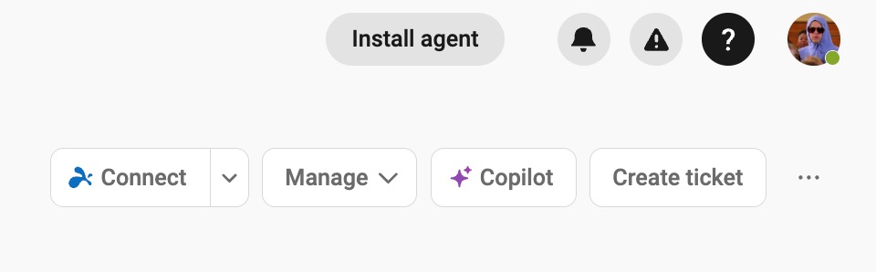 Menu bar > Install agent