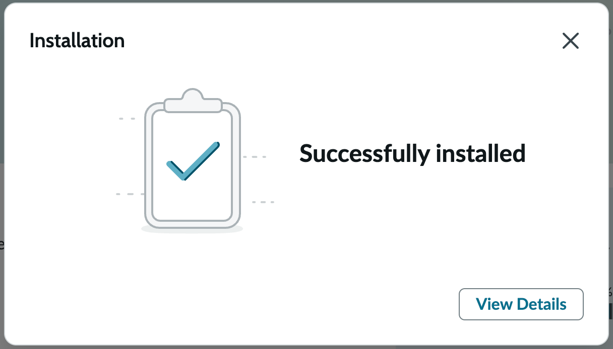 ServiceNow > All > Application Manager > Available for you > Atera Integration > Install > Review Installation Details > Successfully installed.png