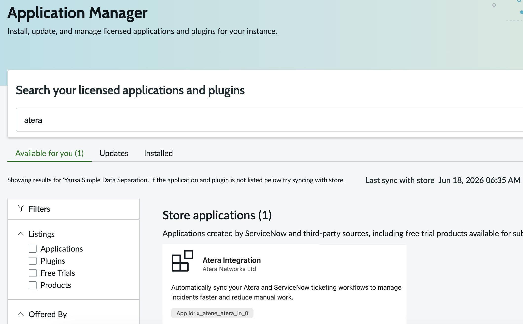 ServiceNow > All > Application Manager > Available for you > Atera Integration.png