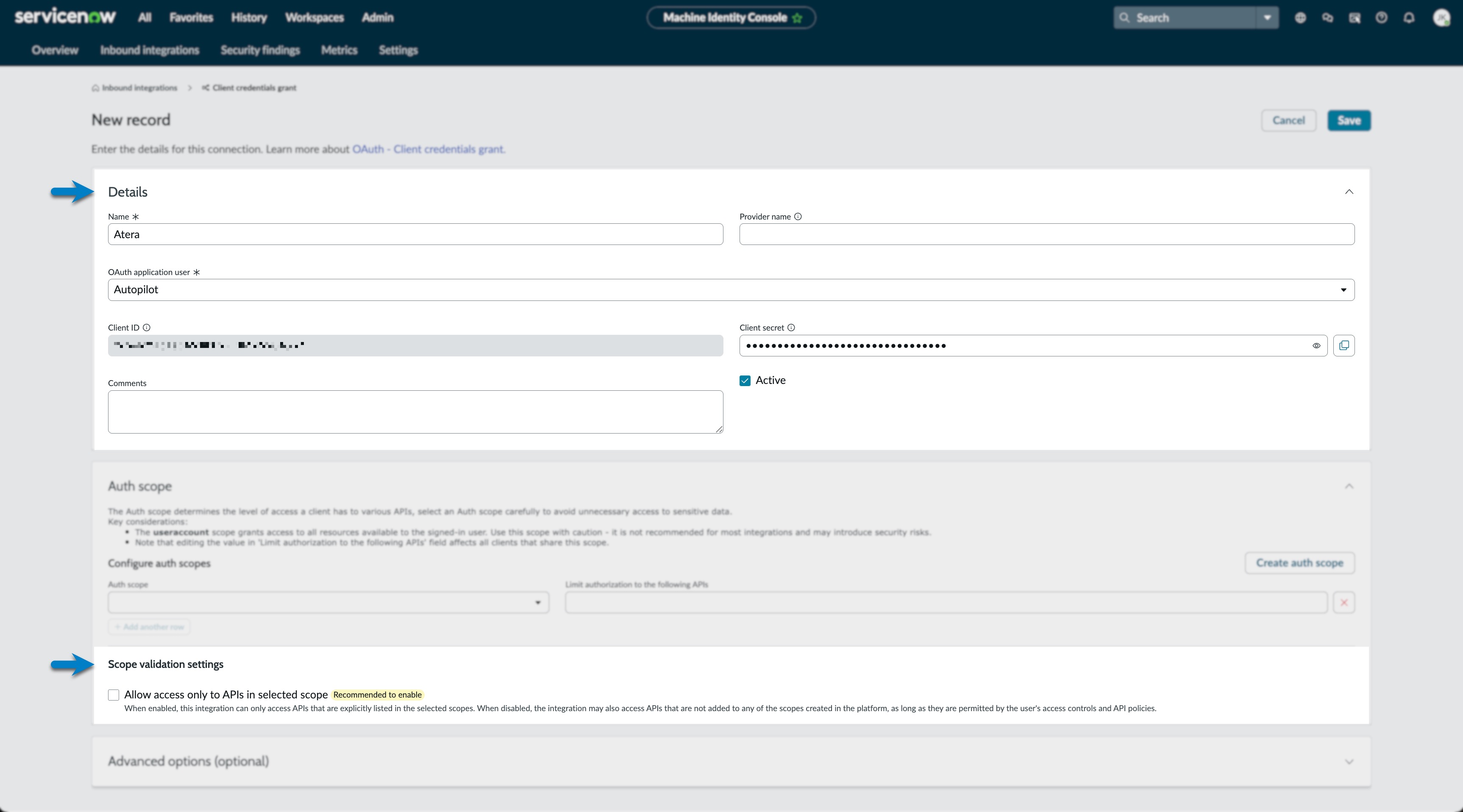 ServiceNow > Client Credentials Grant > New record.jpg
