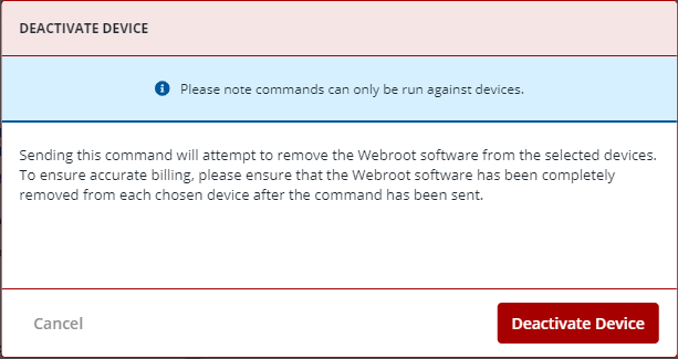 deactivate endpoint webroot console