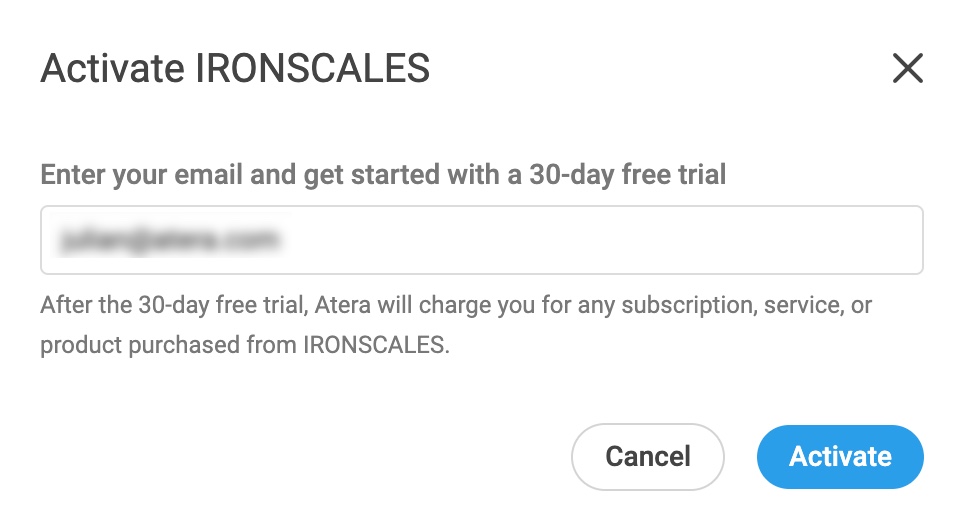 Atera and Ironscales Atera Support