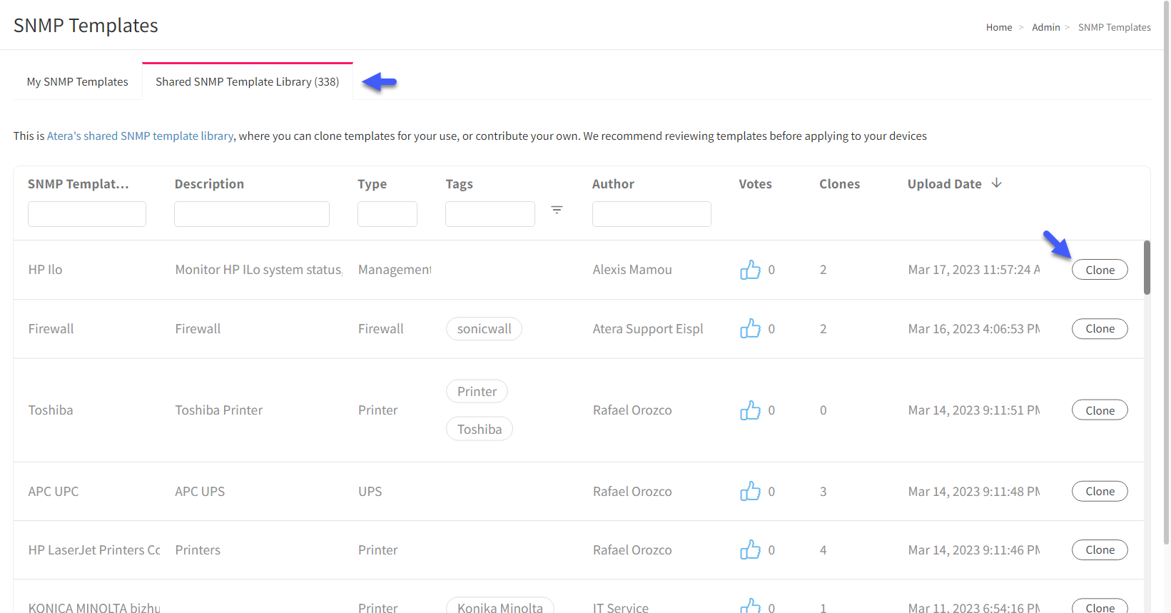 Shared SNMP template library – Atera Support