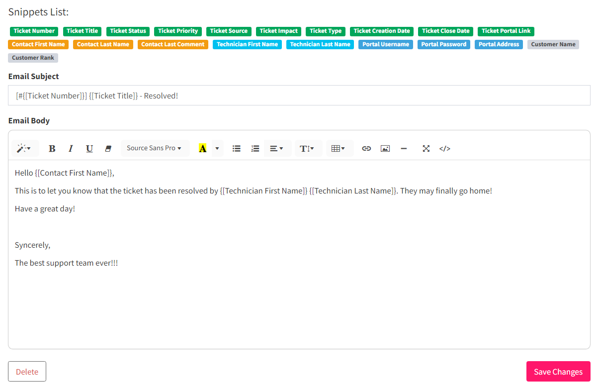Create email templates – Atera Support
