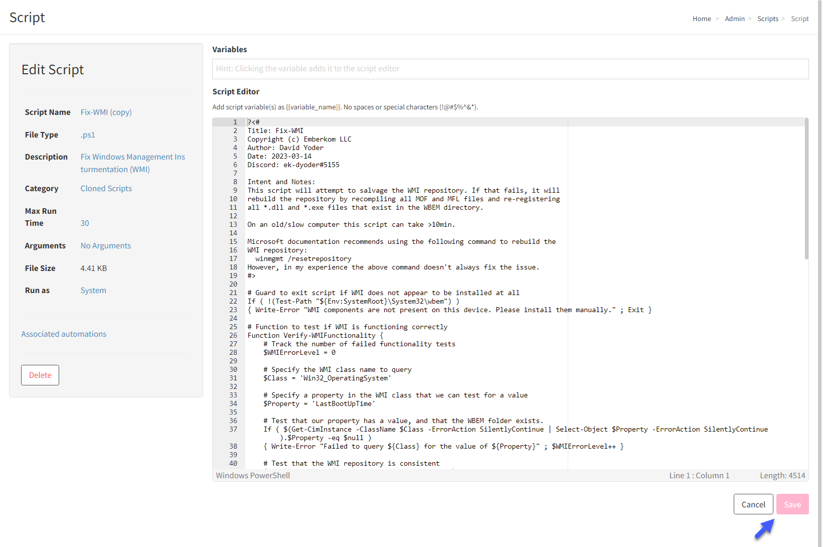 Shared Script Library – Atera Support